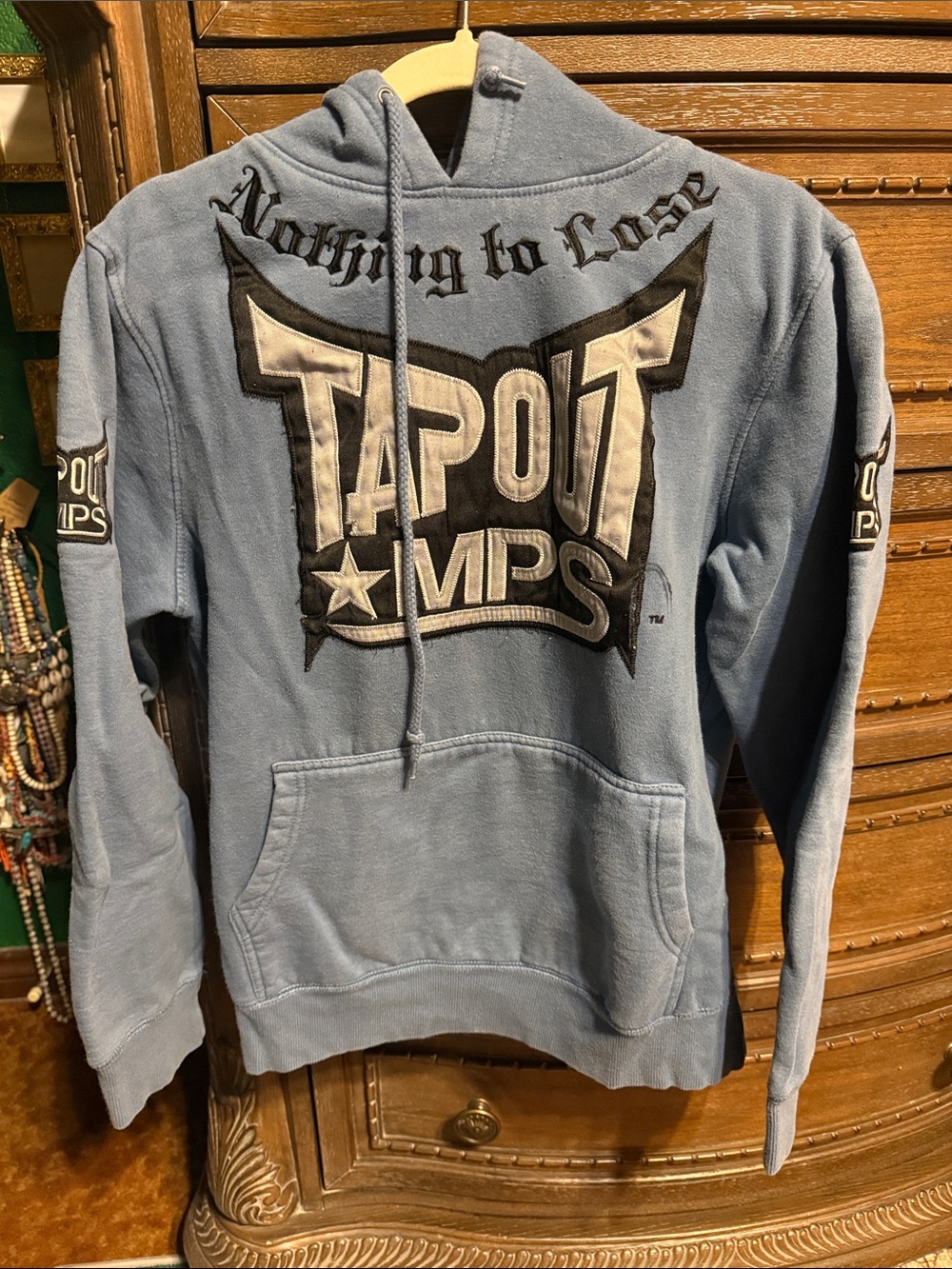 Tapout Light Blue Crewneck Hoodie with Large Appliqué